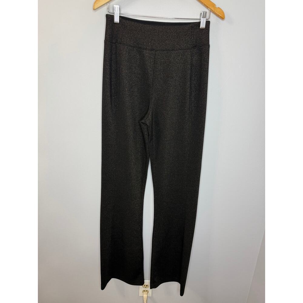 SPANX Women Air-essentials Shine Wide Leg Pant Stretch Black Gunmetal Shimmer M - Picture 2 of 12